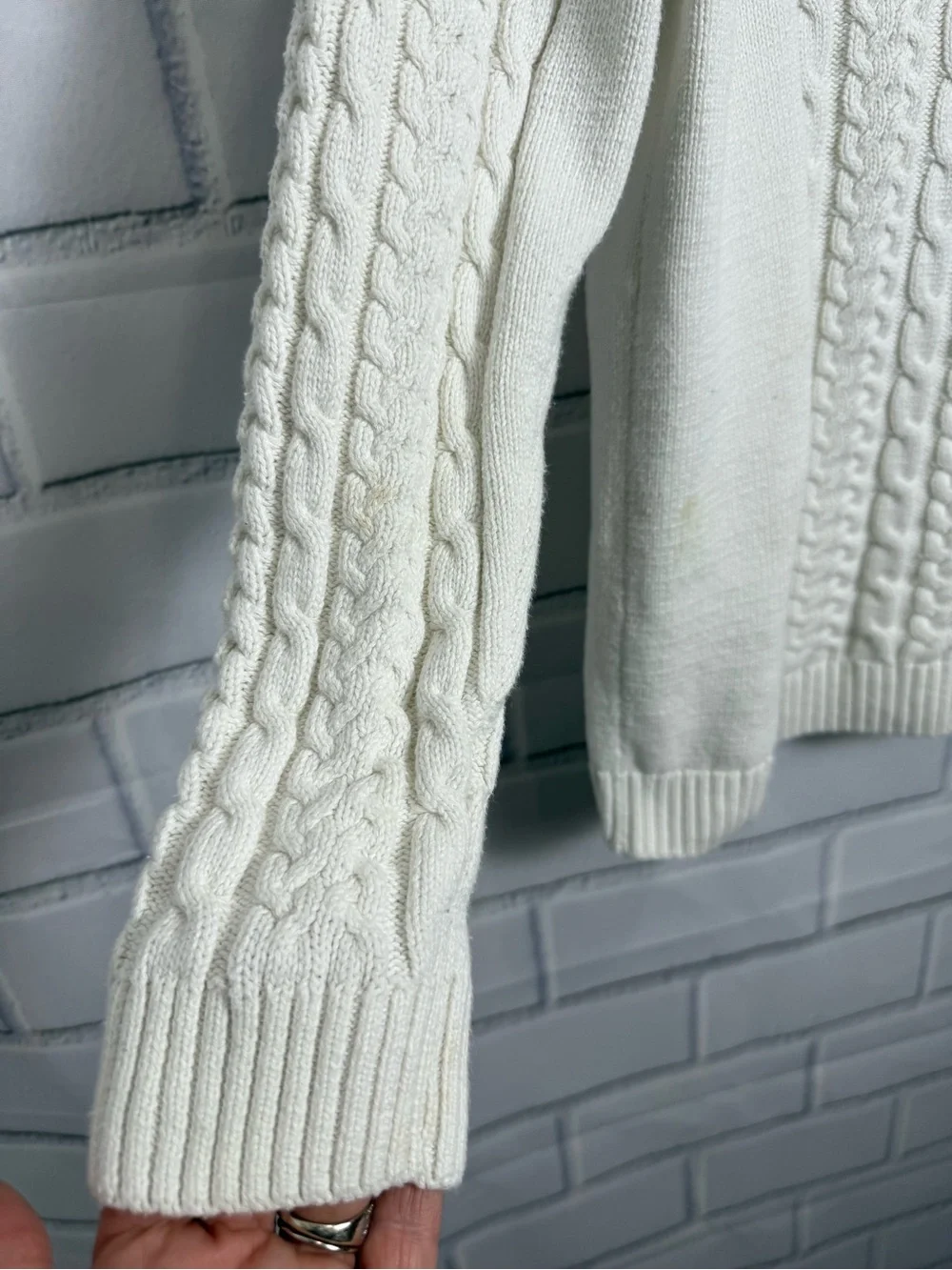 Gymboree boys ivory Cable Knit Sweater Size 12 100% Cotton Mock Neck